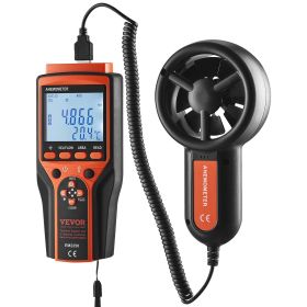 Portable Anemometer Split Design, Temp Range 14-140Fahrenheit, LED Screen Digital Air Speed & Temperature Meter, Wind Chill & Velocity Measuremen