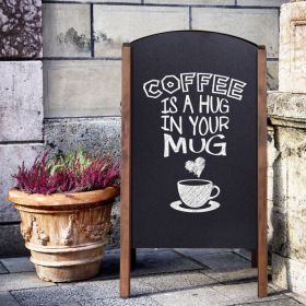 40 Inch Wood A-Frame Sidewalk Wedding Signage Chalkboard (Color: Black)